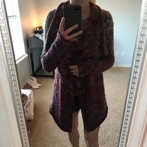 Free People Floral Sweater Cardigan